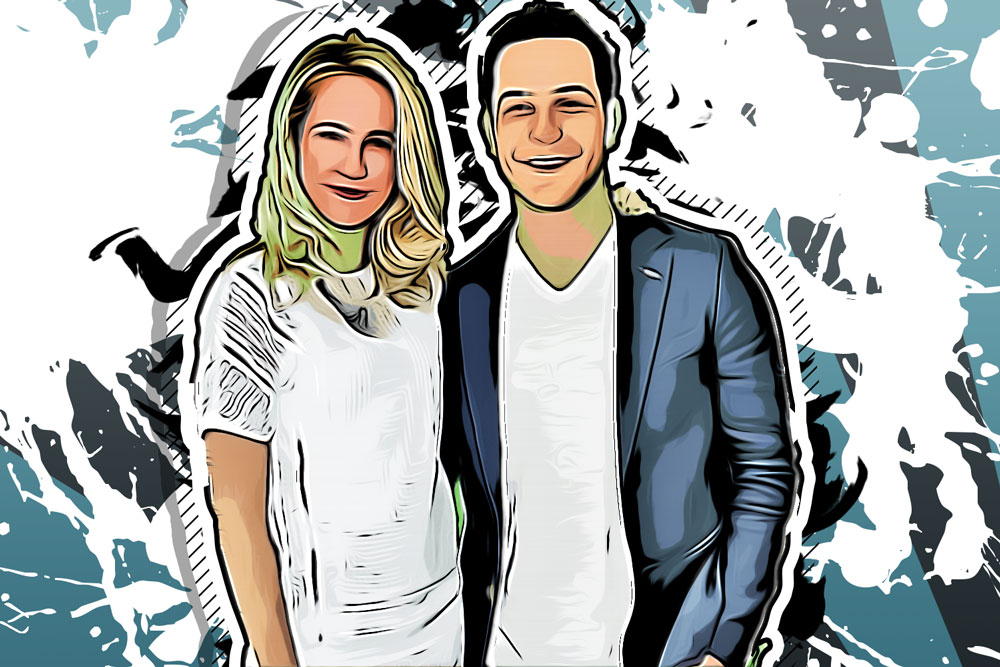 Anna Camp and Skylar Astin